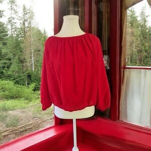 Nine West Red Relaxed Ruched Blouse